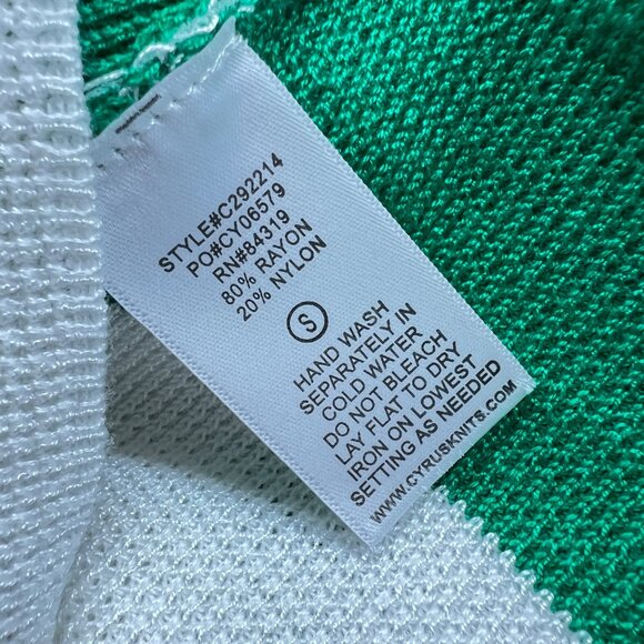 Cyrus Striped Sleeveless Knit Sweater Top White Green Size Small - Picture 7 of 8